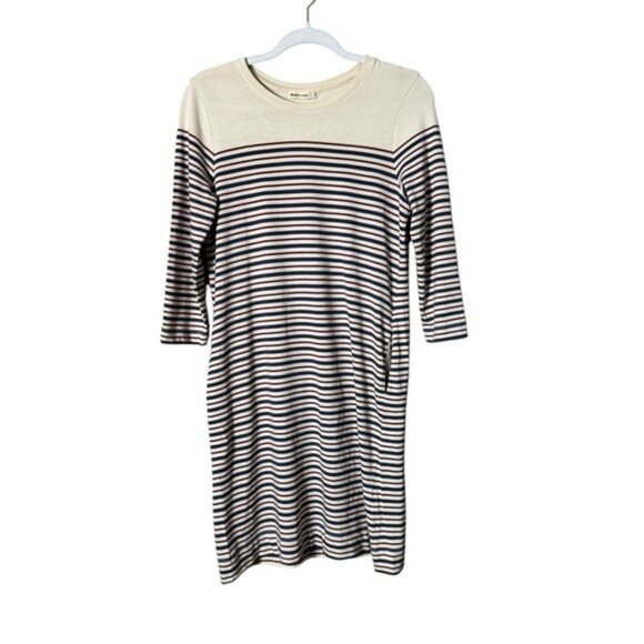 Marine Layer April Dress Small Modal Nautical Striped Comfy Preppy Pockets Cream - Picture 5 of 12
